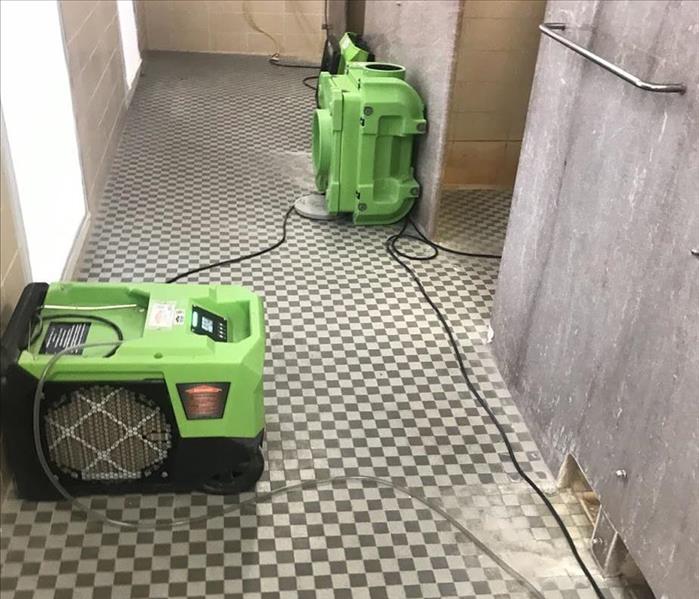 SERVPRO Equipment set up in a bathroom after water damage